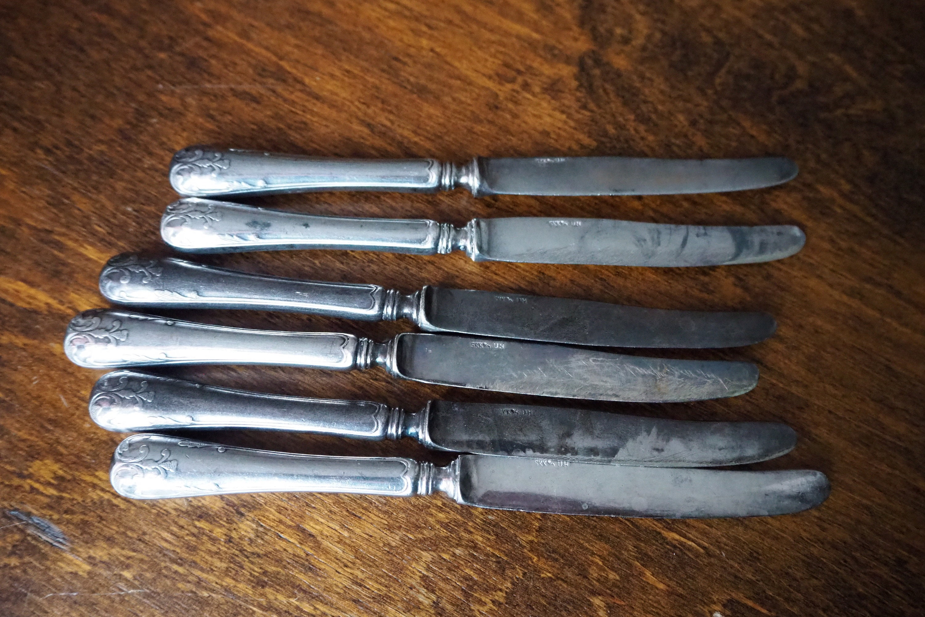 Set of Six Vintage Knives Alpacca Silver Knives Vintage Alpacca Silver  Knives Vintage New Silver Knives Vintage Knife Set 