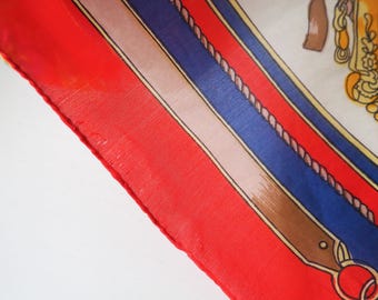 Foulard Vintage Egon Von Furstenberg 100% Soie - 87x89 Cm - Bordeaux Et Jaune - Occasion