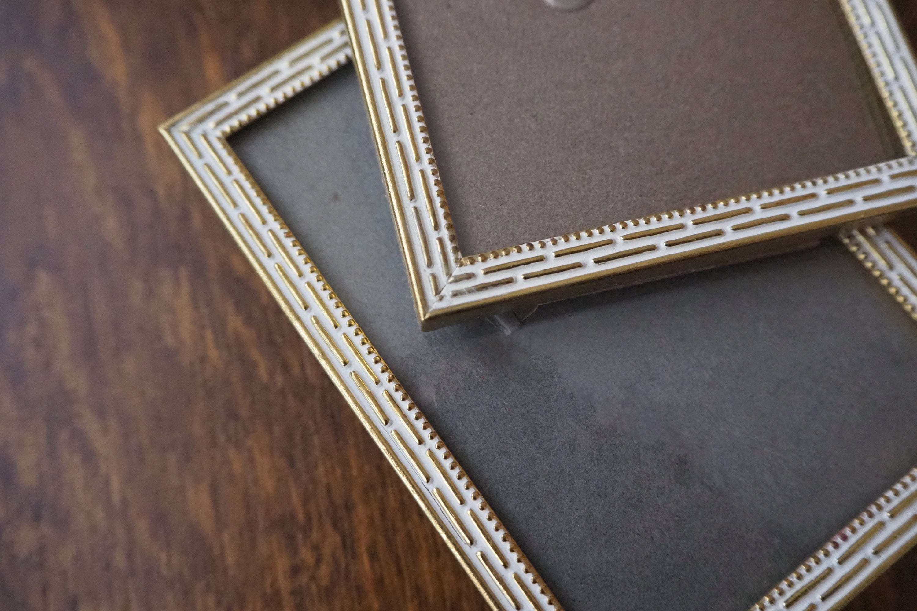 Set of Two Vintage Brass Photo Frames | Brass and White Photo Frames ...