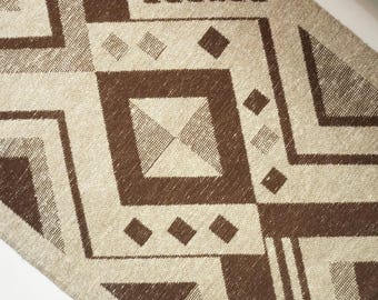 Vintage wall hanging | Large wall hanging | Scandinavian woven textile | Brown and beige wall hanging | Geometric wall hanging