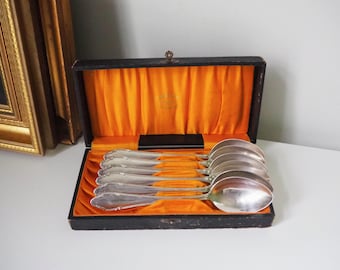 Saloon Table Silver スプーン 6本セット ヴィンテージ白銅製テーブルスプーン、銀メッキスプーン 6本 - Etsy 日本