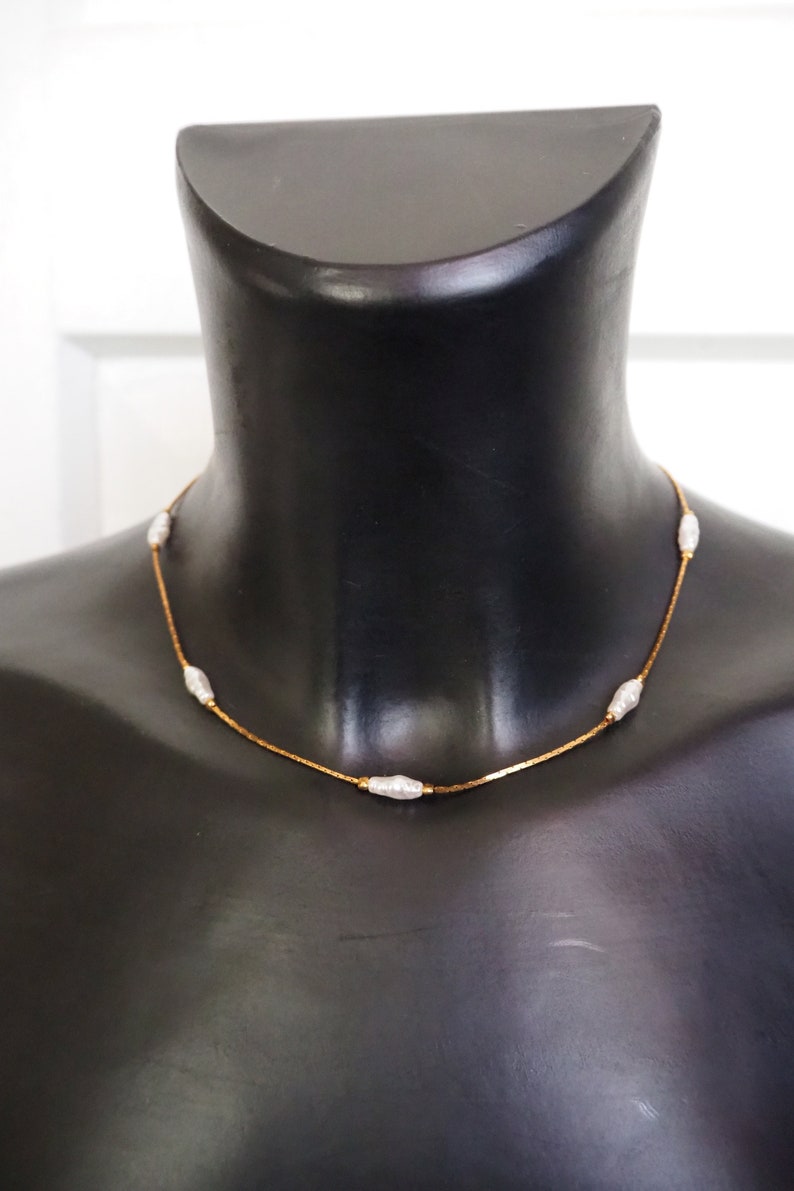 Vintage gold tone necklace and bracelet Gold tone rice pearl necklace Gold tone rice pearl bracelet