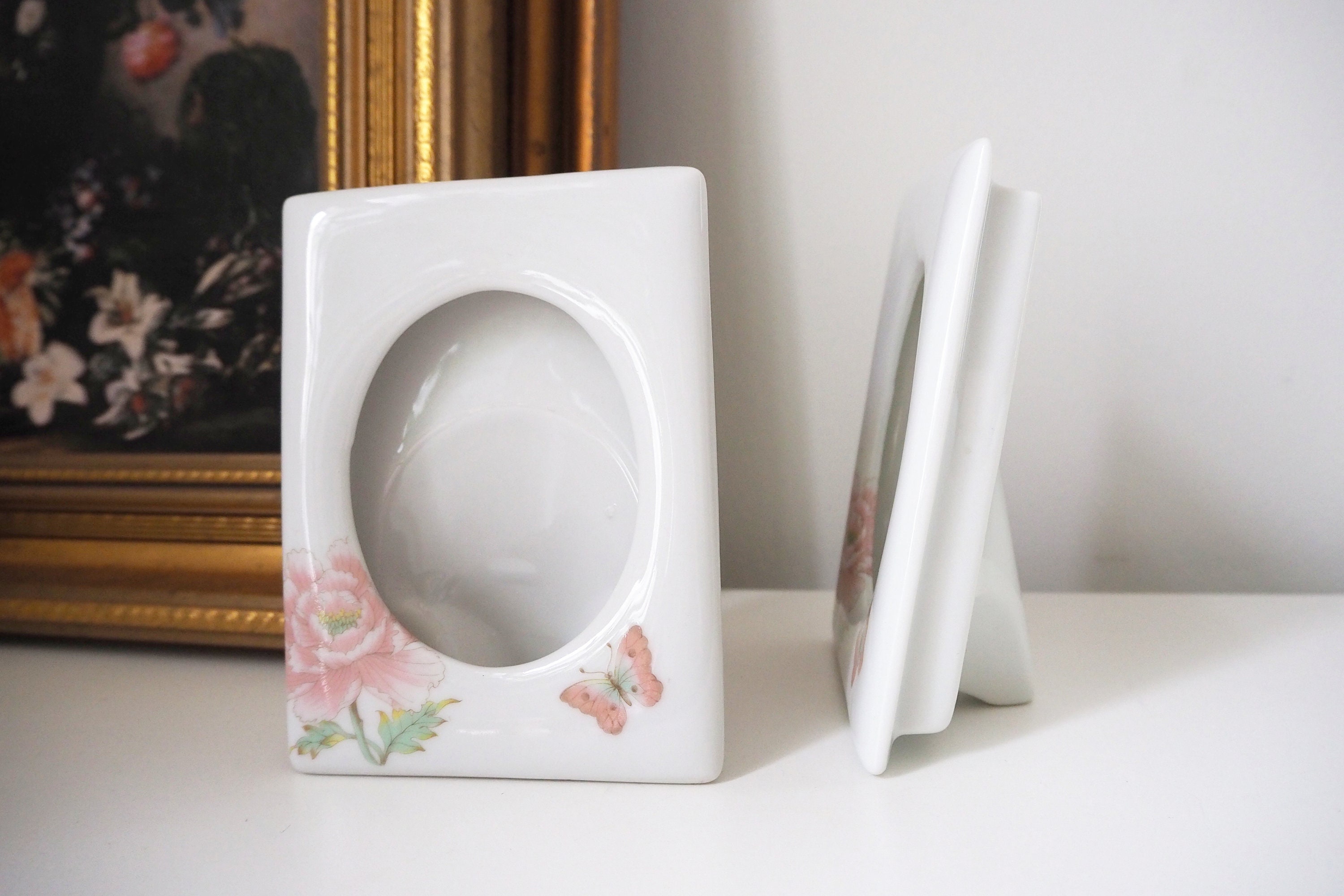 Set of Two Vintage Ceramic Photo Frames | Ceramic Photo Frames