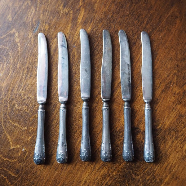 Set of six vintage knives | Alpacca silver knives | Vintage alpacca silver knives | Vintage new silver knives | Vintage knife set