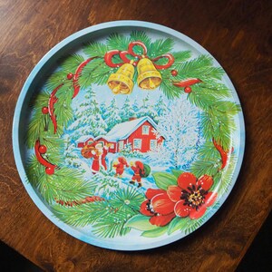 Vintage Christmas tray | Vintage tin tray | Vintage Santa Claus tin tray | Vintage tray | Made in Finland