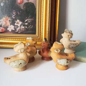 Vintage bird whistle set | Ceramic bird whistles | Set of five vintage bird whistles | Made in Finland | Finnish bird whistles