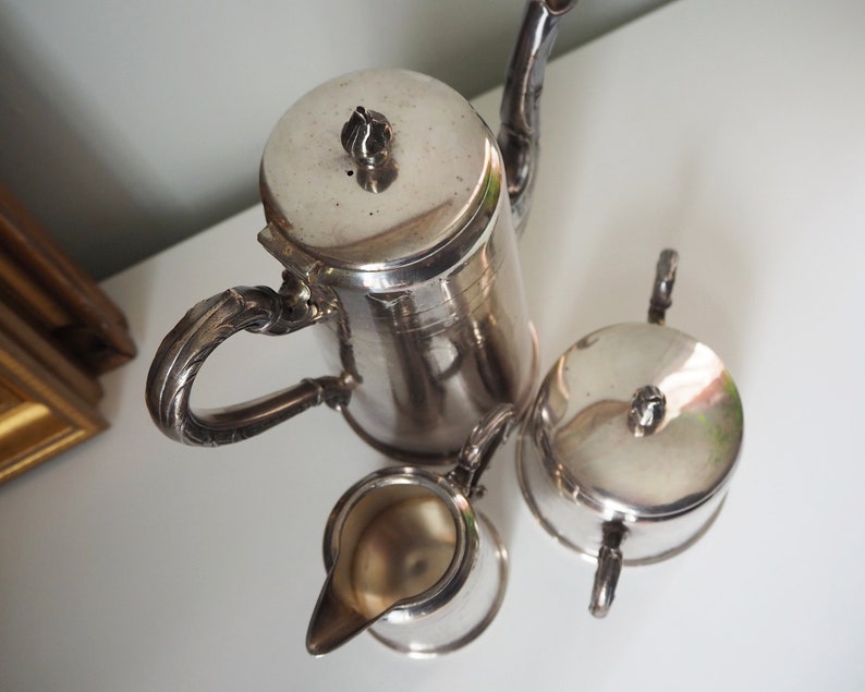 Vintage versilbertes WMF Kaffeegedeck Antikes WMF Kaffee/Tee Set WMF Teekannen-Set versilbert Gefertigt in Deutschland Bild 4