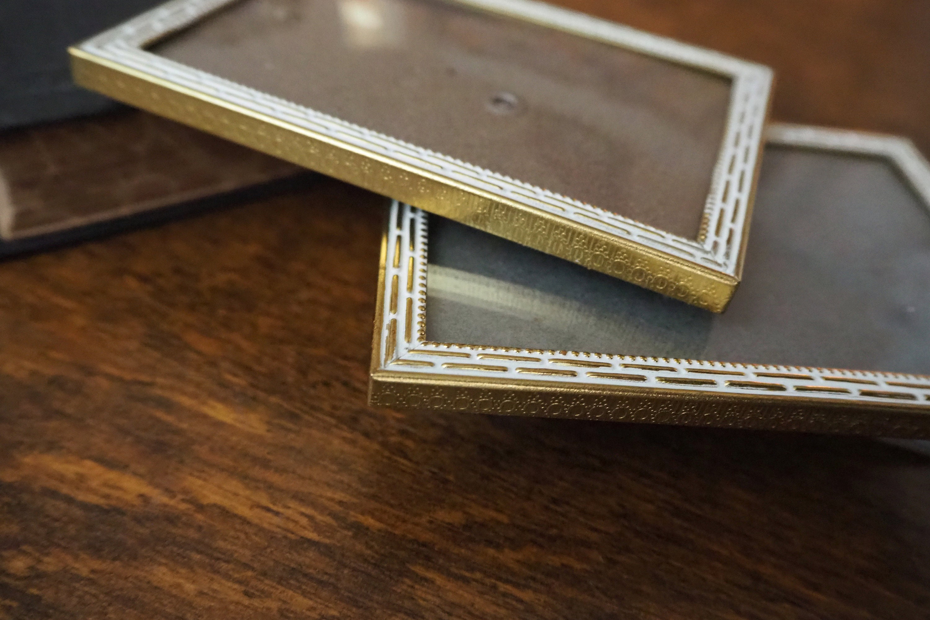 Set of Two Vintage Brass Photo Frames | Brass and White Photo Frames ...