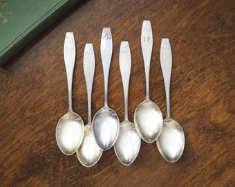 Set of six large vintage teaspoons | Large alpacca silver teaspoons | Matching teaspoons | Cone teaspoon set | Vintage alpacca teaspoons