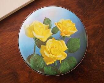 Vintage floral tin box | Floral tin box | Vintage storage box | Round floral tin box