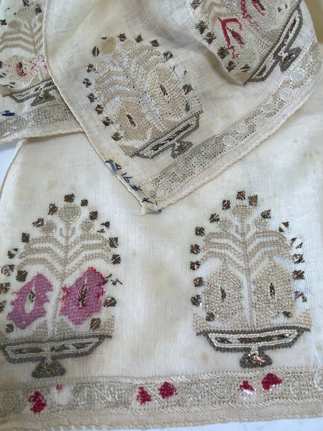 19th Century Ottoman Textile. Antique Ottoman Ceremonial Towel. Antique Hand Loomed Linen