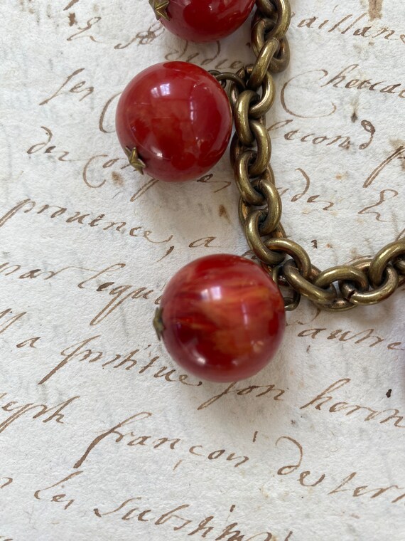 Vintage Brass Chain Link Bracelet With Bakerlite … - image 4