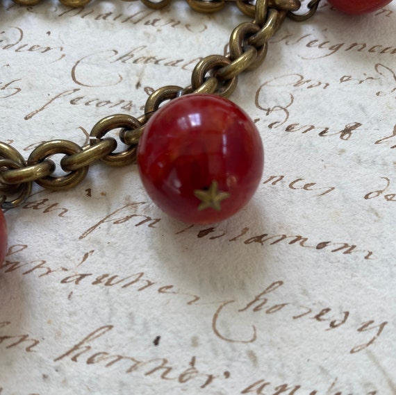 Vintage Brass Chain Link Bracelet With Bakerlite … - image 5