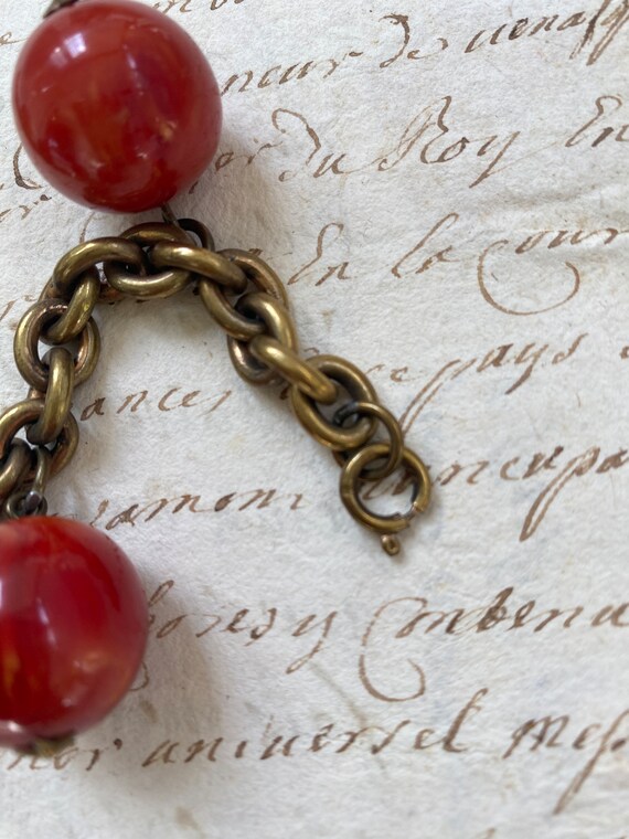 Vintage Brass Chain Link Bracelet With Bakerlite … - image 3