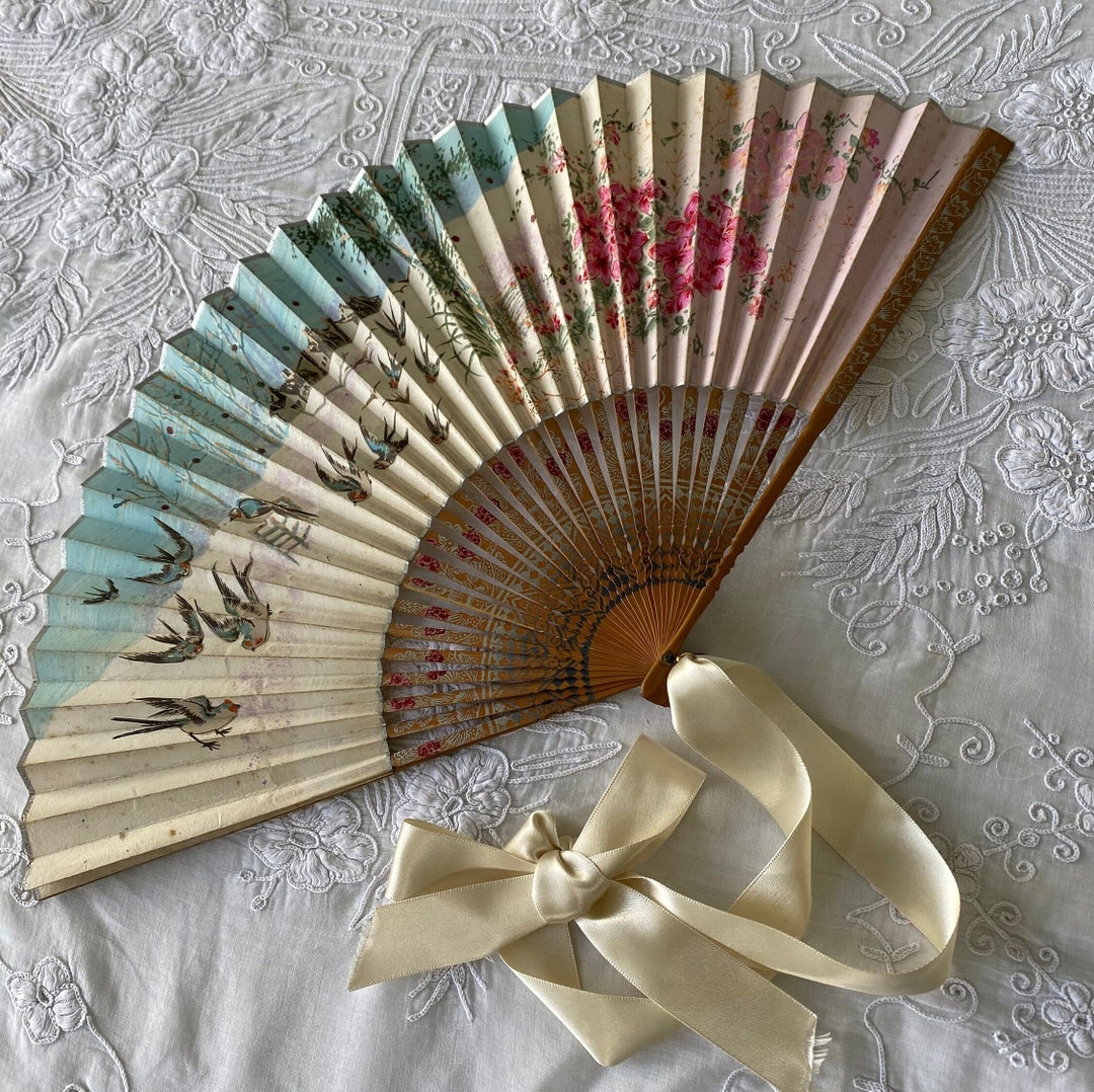 Antique Hand Painted Fan . Antique Hand Held Fan With Etsy