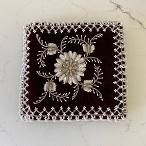 Rare hand beaded velvet handkerchief case