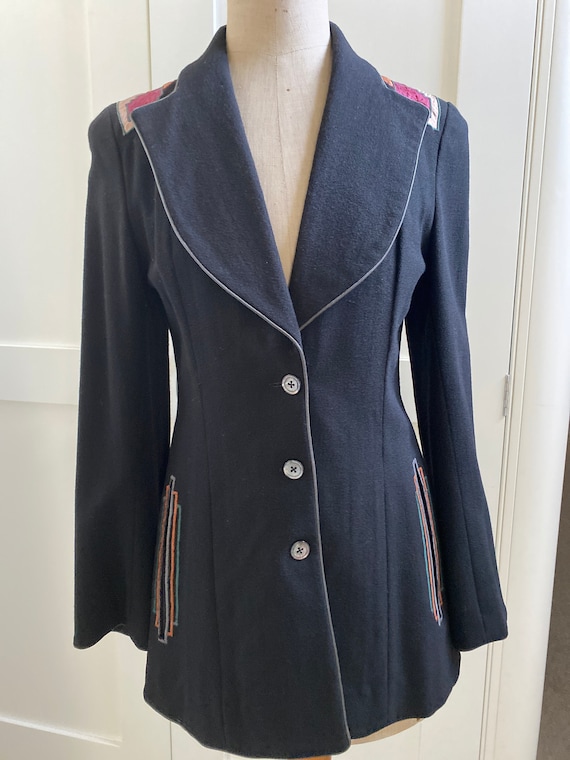 Vintage Janice Wainwright wool crepe appliqué jack