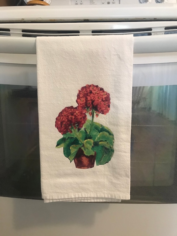 Geraniums Flour Sack Kitchen Towel