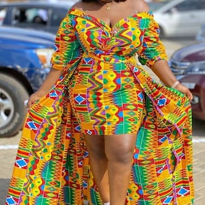 African  print dress , kente party dress , plus size dress ,women's fashion , ankara kente , african dress