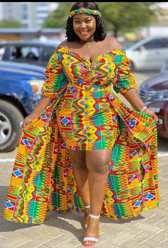 African Print Dress Kente Party Dress Plus Size Dress -  Denmark