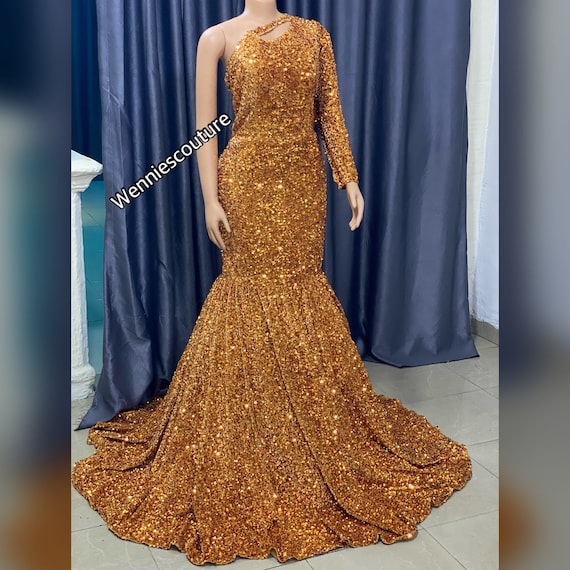 Buy Gold Dress, Long Party Dress, Wedding Reception Dress, Birthday Dress,  Graduation Dress, Prom Dress, Reception Dress Women Clothing Online in  India - Etsy