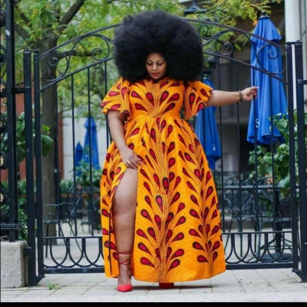 Maxi ankara print dress , Plus size dress for women , african women clothing,  ankara print , women 's fashion
