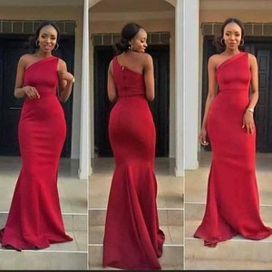 Long Mermaid Red Dress Long Evening 