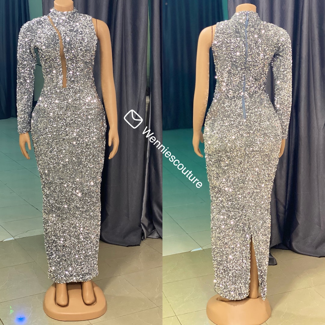 Stacy silver sequence occasion dress