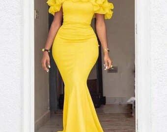 yellow dinner gown