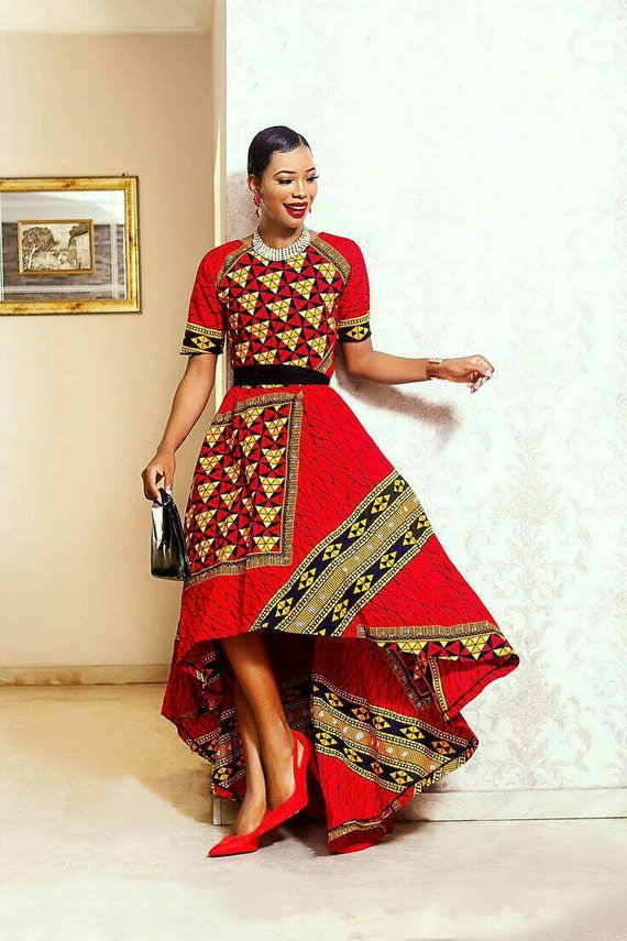 Ankara high -low dress , ankara party dress , african women's clothing,  women's fashion , african attire , Nigerian made dress