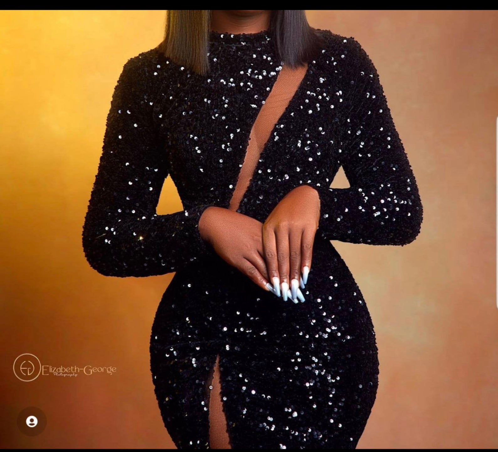 dinner gown with sequence material