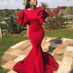 Long Mermaid red dress , long evening dress , women fashion dresses, prom long gown , reception gown, party gown, wedding dress, women wear