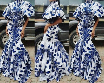 Ankara long dress , ankara print , african women clothing  , african print