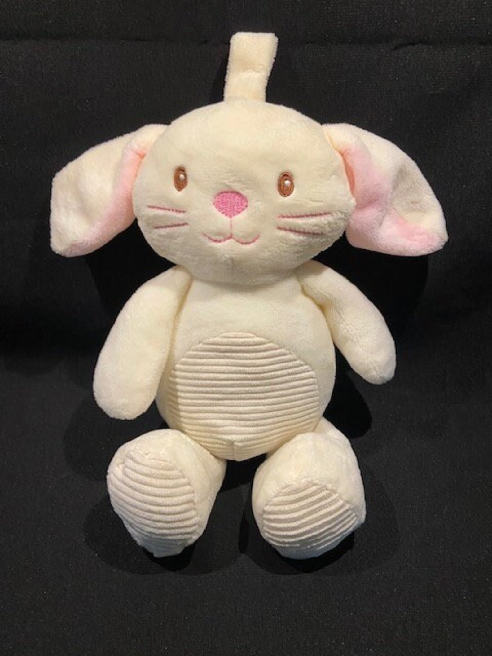 KellyToy Cream and Pink Rattle Bunny Rabbit Plush Etsy