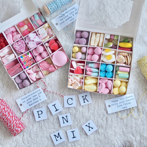 Pick n Mix Sweet Box - Personalised - Choose Your Own Sweets - Thank You - Gift - Birthday - School - Teacher - Retro - Traditional Sweets