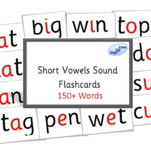 Kurze Vokale Lernkarten | CVC Wörter | Phonics | Frühe Lektüre