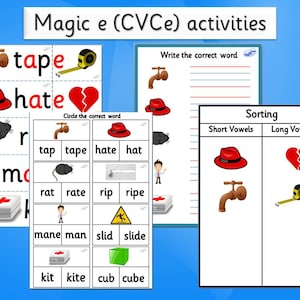 Magic e,Silent e,CVCe Flashcards,Spilt Digraphs,Long vowels,Magic e Activities,CVCe Flashcards
