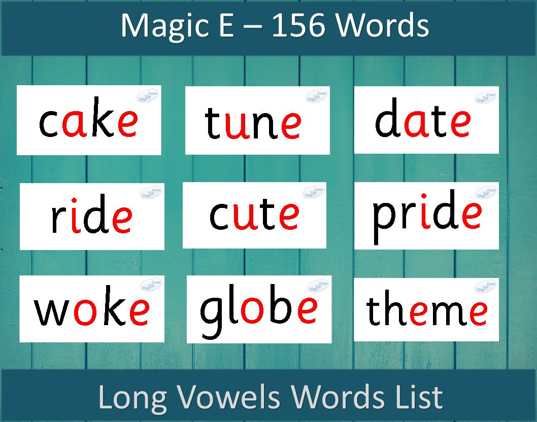 Magic E Words List Long Vowels Flashcards Digraphs Phonics 