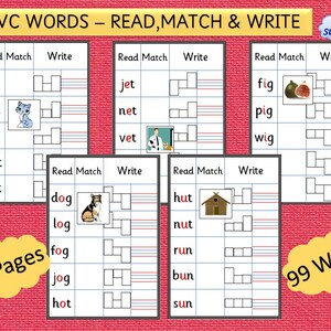 CVC Activity|CVC Worksheets|Short Vowels |Three letter words |Blending Words |Early Reading |CVC Words