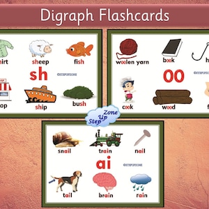 Digraphs , Phonics digraphs printable cards