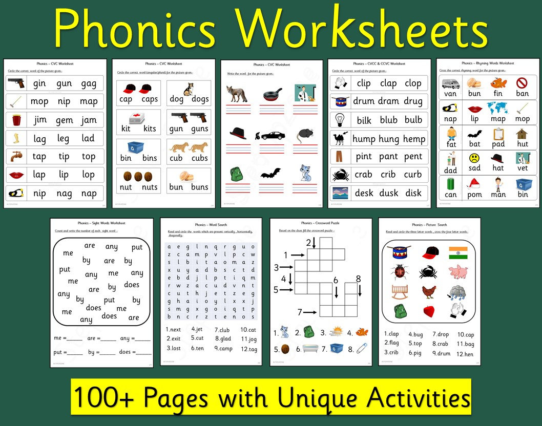 Phonics Worksheets CVC Worksheets CVCC CCVC Worksheets - Etsy