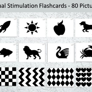 Visual Stimulation Cards | Black and White Flash Cards | New Born Flash Cards | High Contrast  Baby Cards | Brain Stimulation Cards