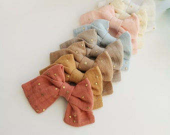 Maxi bow/Double gauze hair barrette/Baby barrette/Baby double gauze barrette/Hair bow/Girl barrette/Magic barrette