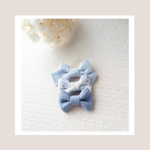 Set of 3 double gauze bow barrettes/Baby barrettes/Liberty barrettes/Liberty bow/Baby bow/Girl bow/Hair barrettes/Bohemian barrette