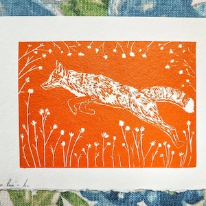 Irish Fox 'Madra Rua' - Original Linoprint