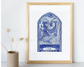 Children of Lir - Original relief print A3 - Limited edition