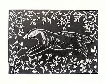 Irish Badger - Original Linoprint