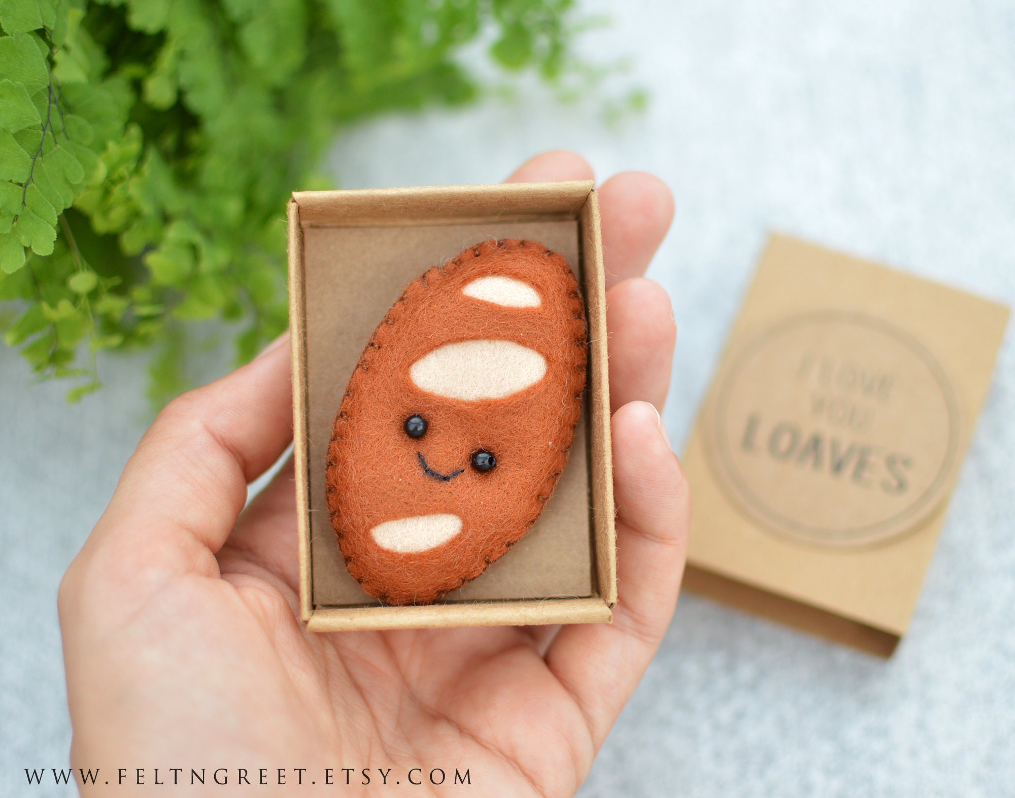 Cute Felt Loaf Gift I Love You Loaves Mini Kawaii Gift Etsy UK