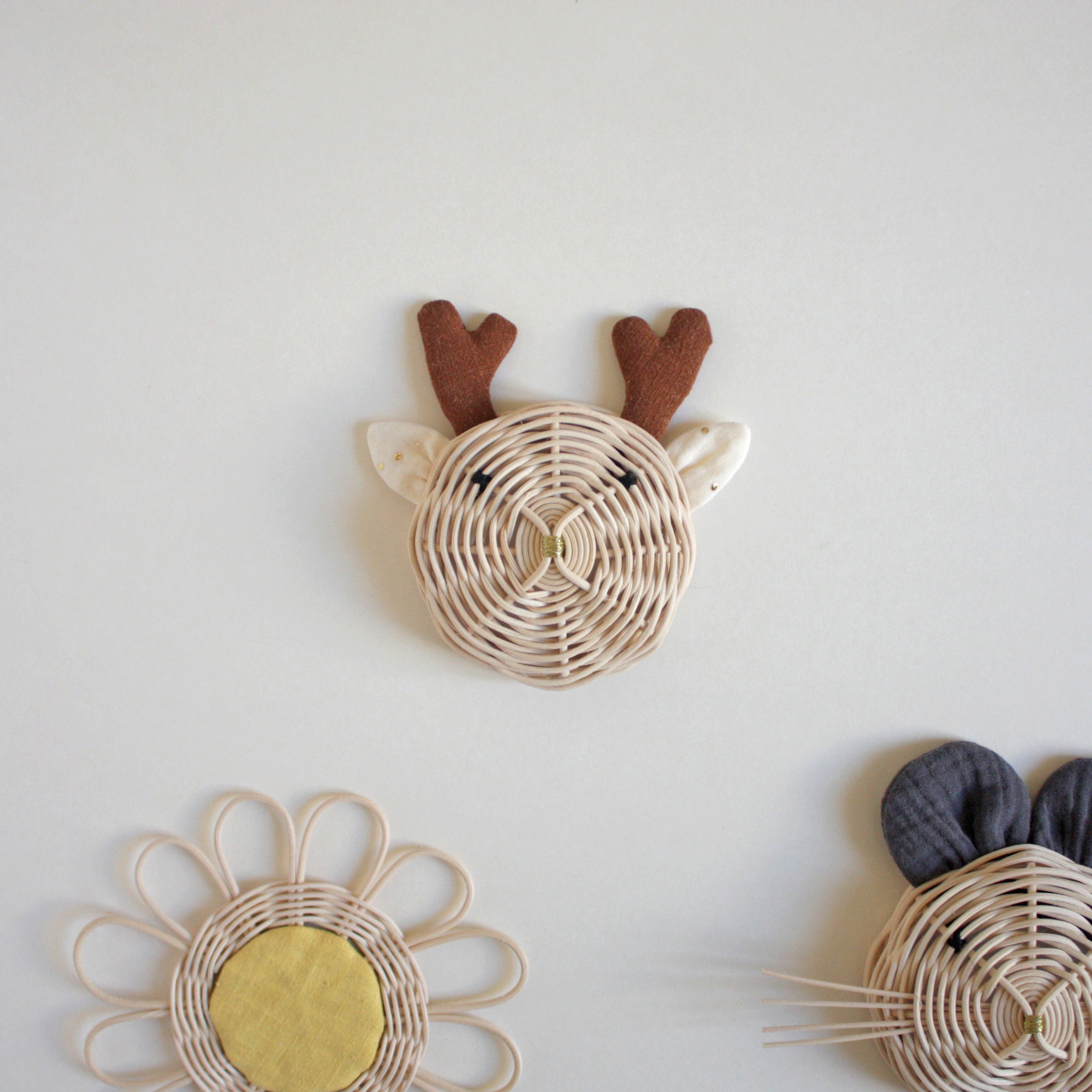 Trophée Renne en Rotin, Décoration Chambre Bébé et Enfant