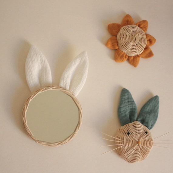 Petit Miroir En Rotin Lapin Decoration Chambre Miroir Bebe Etsy France